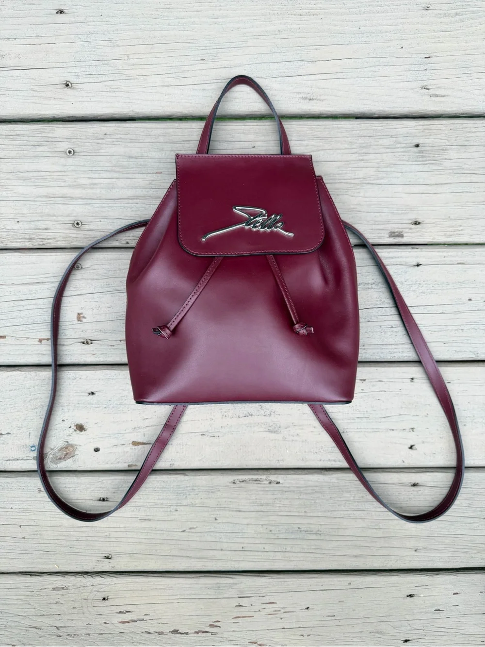 Stella Dutti Burgundy Drawstring Backpack Bag